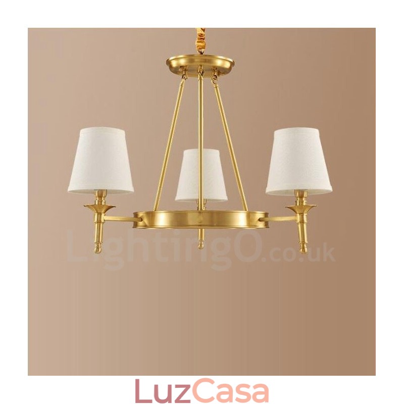Lustre de cobre integrado de metal rústico com 3 luzes