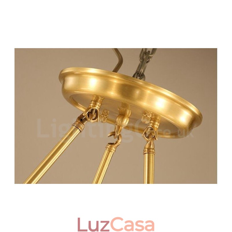 Lustre de cobre integrado de metal rústico com 3 luzes