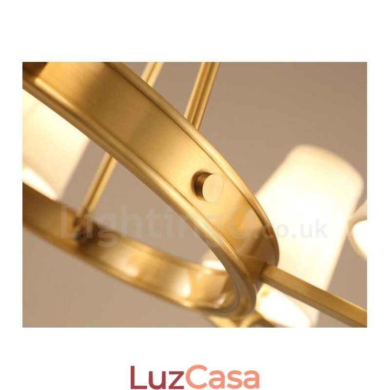 Lustre de metal integrado rústico de 5 luzes