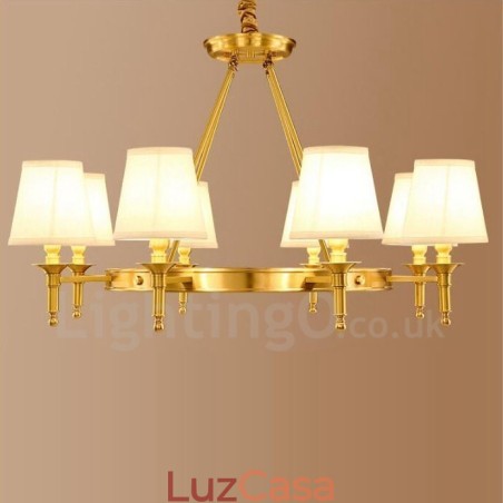 Lustre de metal integrado rústico de 8 luzes