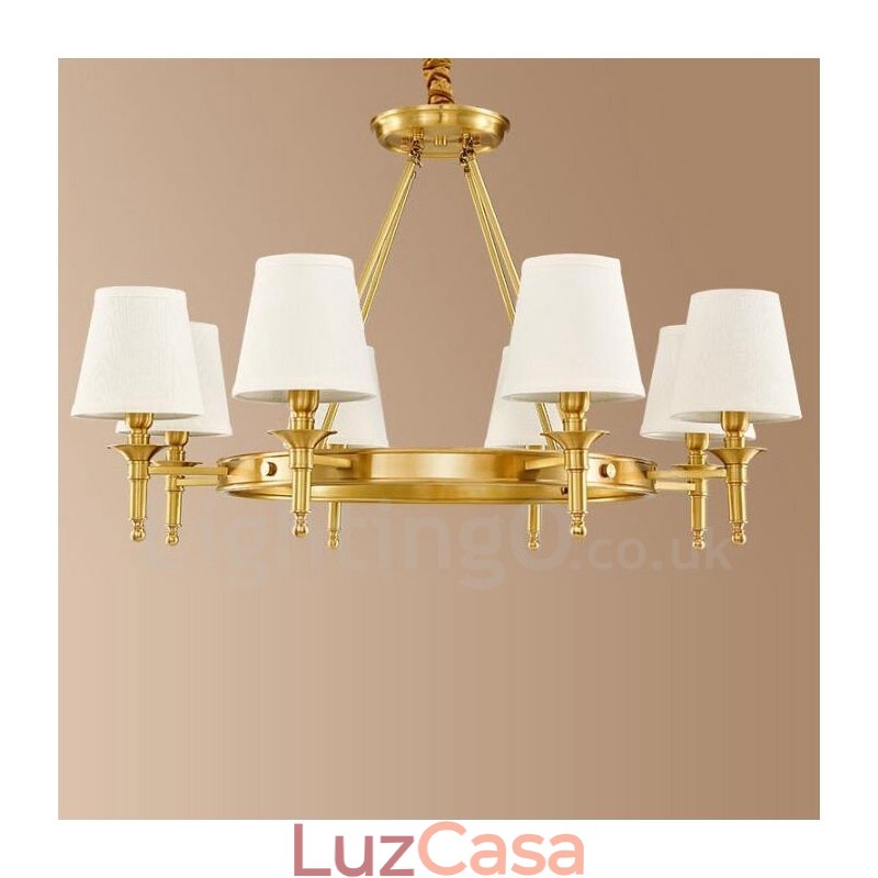 Lustre de metal integrado rústico de 8 luzes