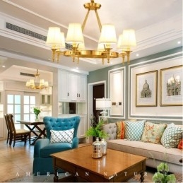 Lustre de metal integrado rústico de 8 luzes