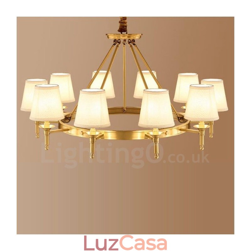 Lustre de metal integrado com 10 luzes Rustic Lodge