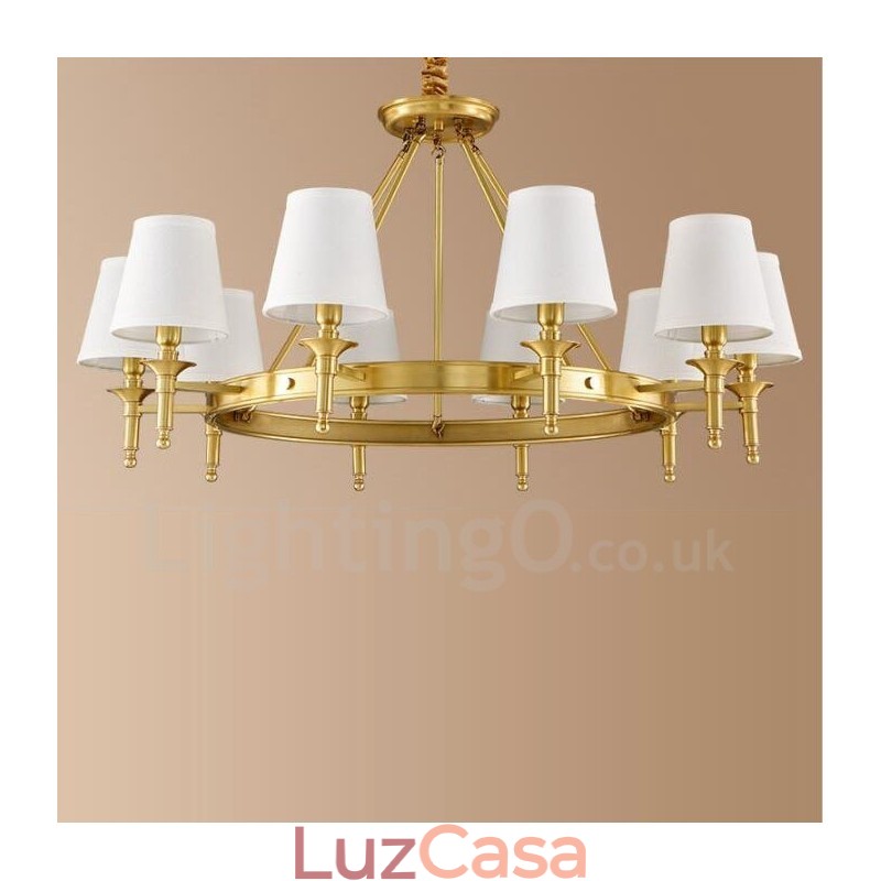 Lustre de metal integrado com 10 luzes Rustic Lodge
