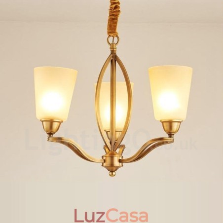 Lustre de cobre integrado de metal rústico com 3 luzes Lustre de cobre integrado de metal rústico com 3 luzes