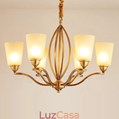 Lustre de metal integrado rústico de 6 luzes Lustre de metal integrado rústico de 6 luzes