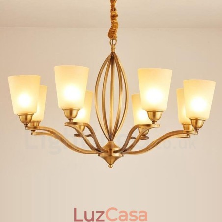 Lustre de metal integrado rústico de 8 luzes Lustre de metal integrado rústico de 8 luzes