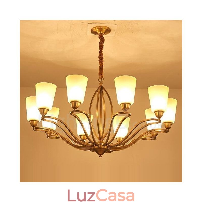 Lustre de metal integrado com 10 luzes Rustic Lodge
