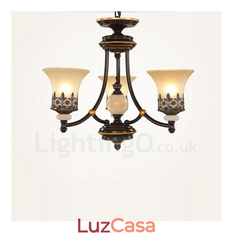 Lustre de metal integrado clássico tradicional de 3 luzes