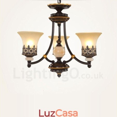 Lustre de metal integrado clássico tradicional de 3 luzes Lustre de metal integrado clássico tradicional de 3 luzes