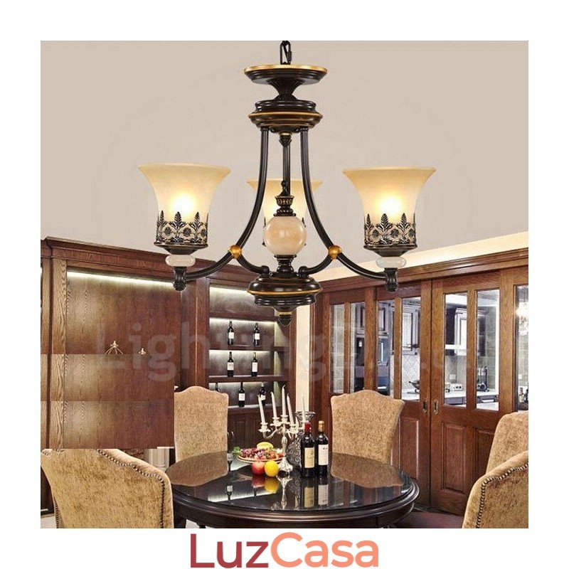 Lustre de metal integrado clássico tradicional de 3 luzes