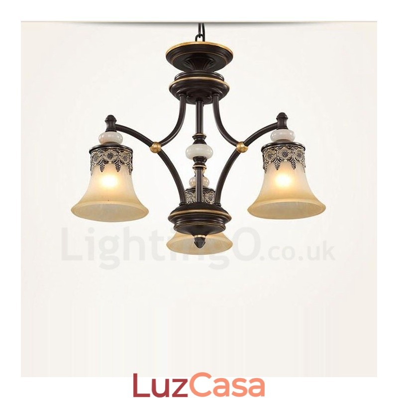 Lustre de metal integrado clássico tradicional de 3 luzes