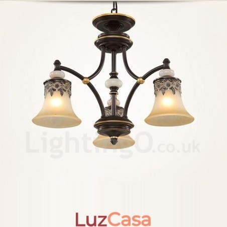 Lustre de metal integrado clássico tradicional de 3 luzes Lustre de metal integrado clássico tradicional de 3 luzes