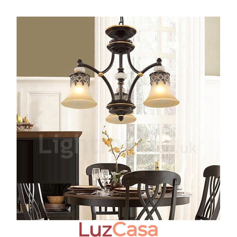 Lustre de metal integrado clássico tradicional de 3 luzes
