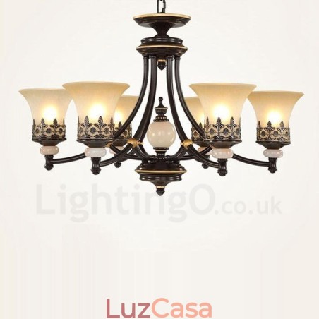 Lustre de metal integrado clássico tradicional de 6 luzes