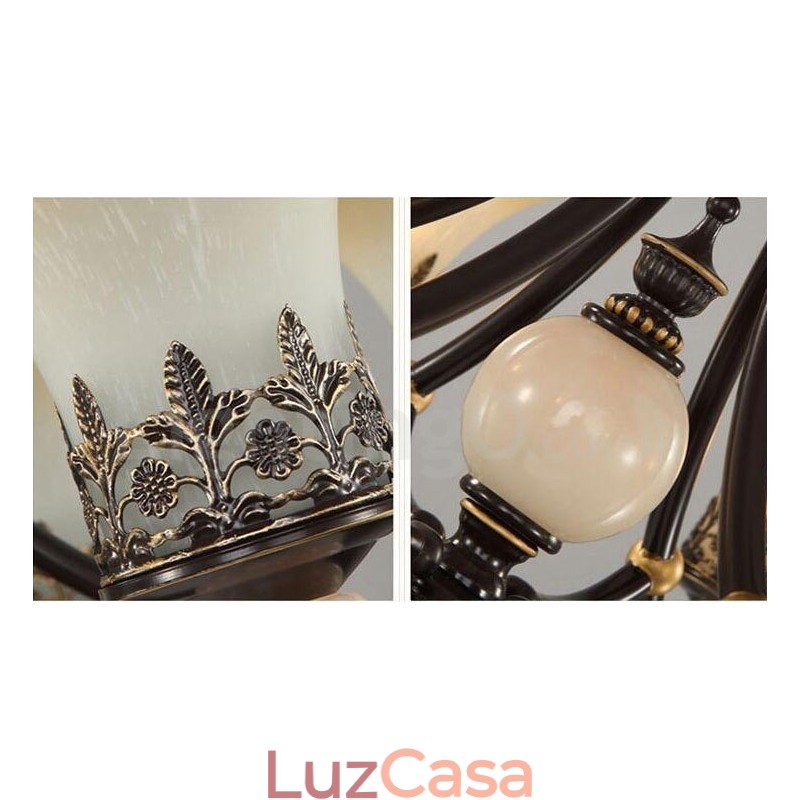 Lustre de metal integrado clássico tradicional de 6 luzes