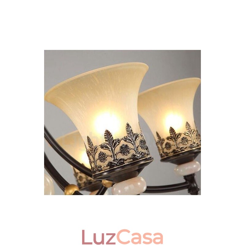 Lustre de metal integrado clássico tradicional de 6 luzes