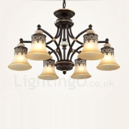 Lustre de metal integrado clássico tradicional de 6 luzes