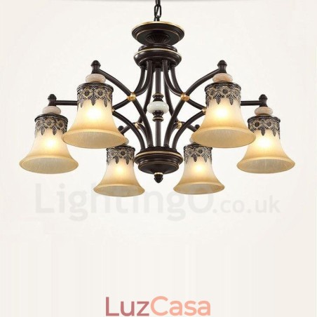 Lustre de metal integrado clássico tradicional de 6 luzes Lustre de metal integrado clássico tradicional de 6 luzes
