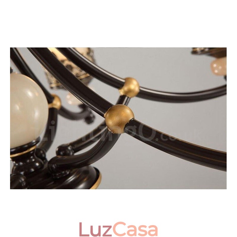 Lustre de metal integrado clássico tradicional de 6 luzes