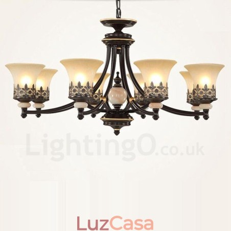 Lustre de metal integrado clássico tradicional de 8 luzes Lustre de metal integrado clássico tradicional de 8 luzes