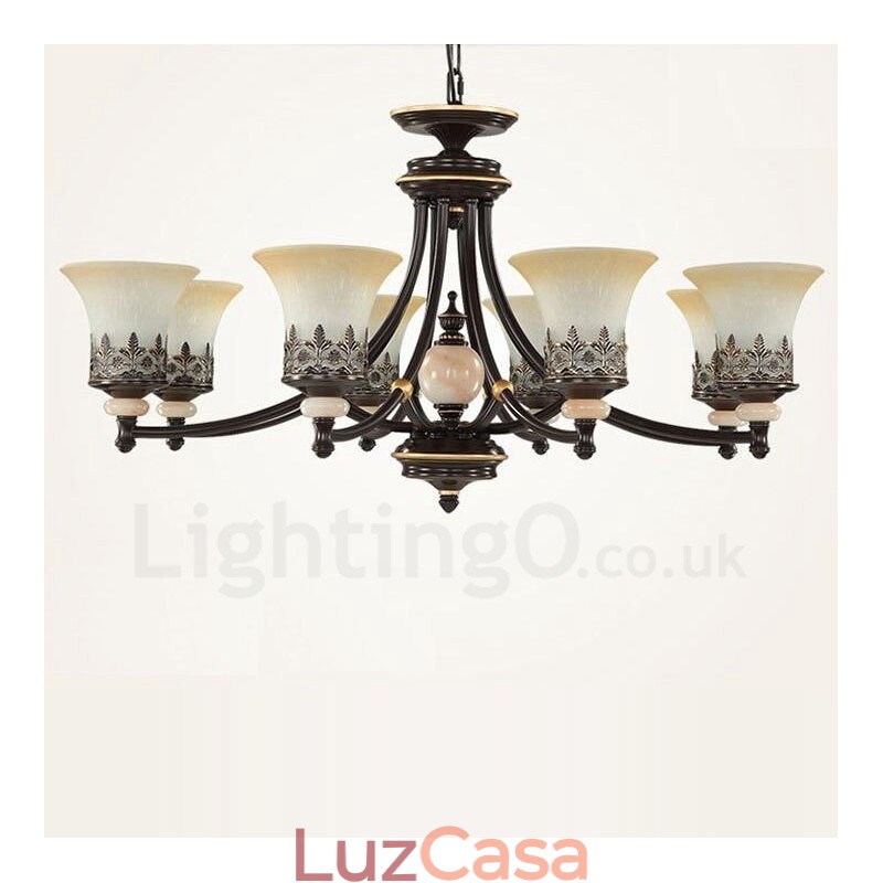 Lustre de metal integrado clássico tradicional de 8 luzes