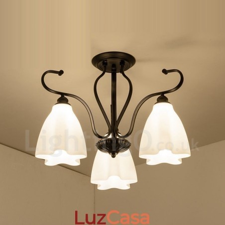 Lustre integrado rústico de 3 luzes Lustre integrado rústico de 3 luzes