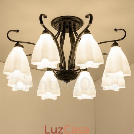 Lustre integrado rústico de 8 luzes Lustre integrado rústico de 8 luzes