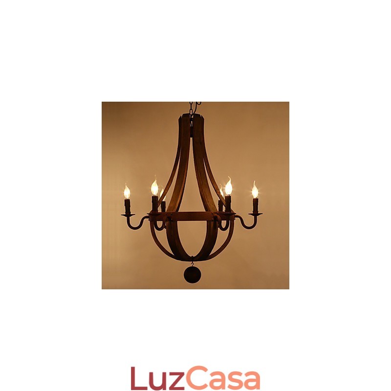 Vintage americano rústico pingente de madeira winerel lustre lâmpada sala de estar e lâmpada