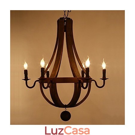 Vintage americano rústico pingente de madeira winerel lustre lâmpada sala de estar e lâmpada