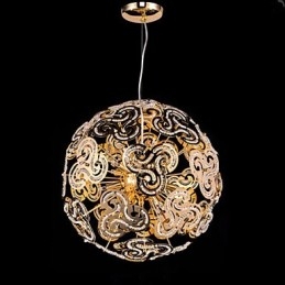 Lustre moderno simples com bola de cristal e pingente de globo