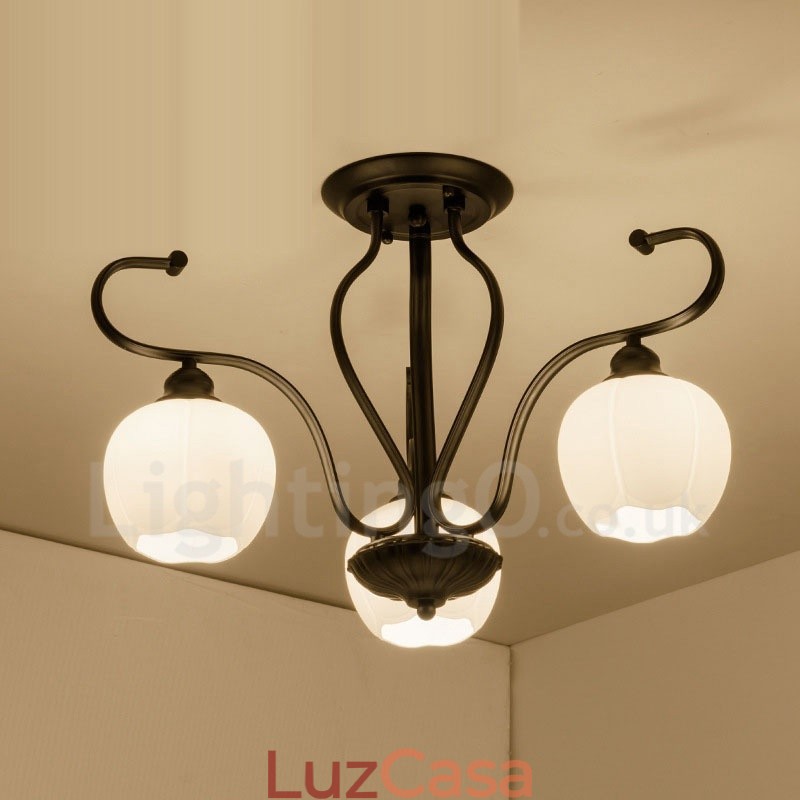 Lustre integrado rústico de 3 luzes