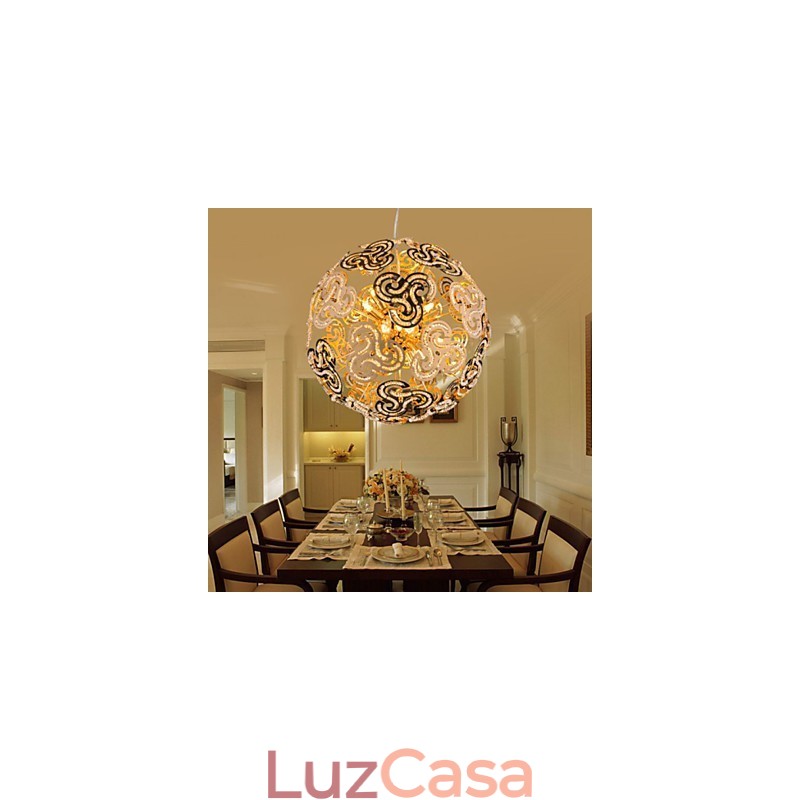 Lustre moderno simples com bola de cristal e pingente de globo