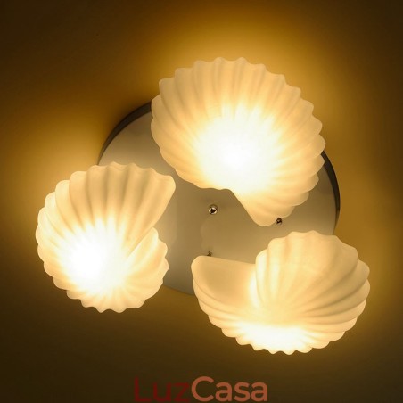 Lustre Integrado Clássico Tradicional de 3 Luzes com Sombra de Vidro Lustre Integrado Clássico Tradicional de 3 Luzes com Sombra de Vidro