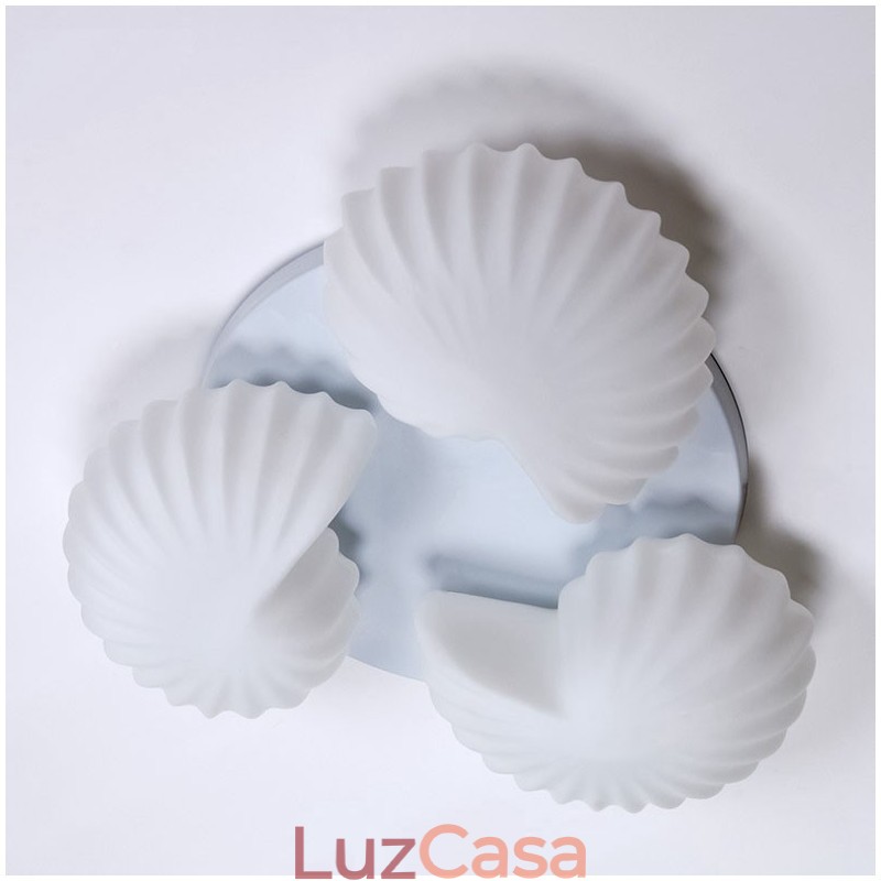 Lustre Integrado Clássico Tradicional de 3 Luzes com Sombra de Vidro