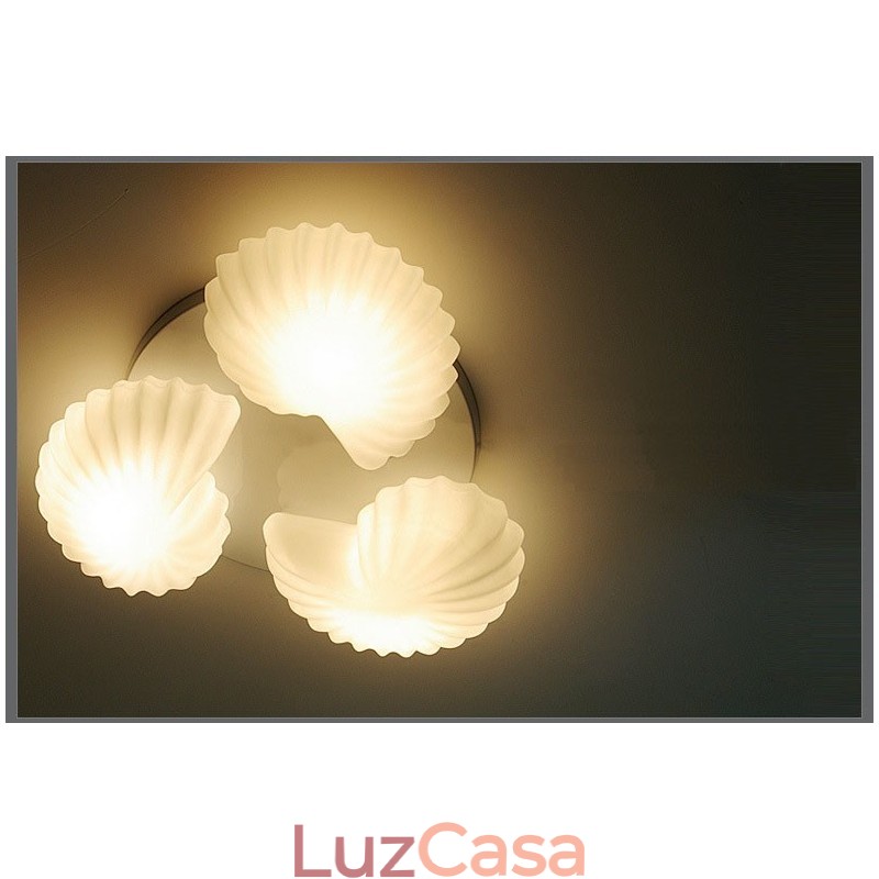 Lustre Integrado Clássico Tradicional de 3 Luzes com Sombra de Vidro
