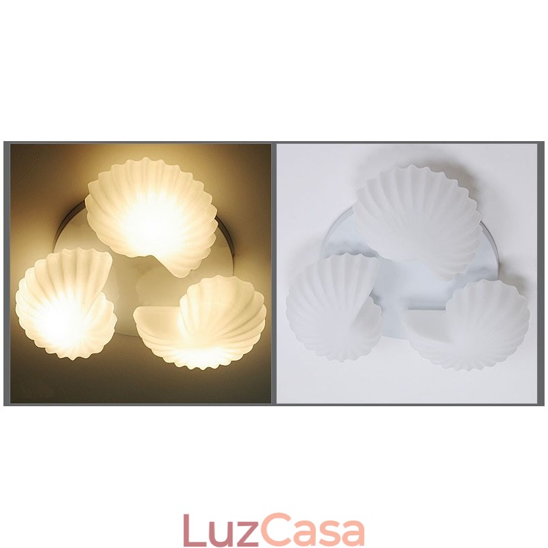 Lustre Integrado Clássico Tradicional de 3 Luzes com Sombra de Vidro