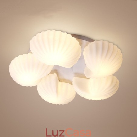 Lustre Conch 5 Light Traditional Classic Integrado com cúpula de vidro Lustre Conch 5 Light Traditional Classic Integrado com cúpula de vidro