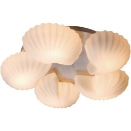 Lustre Conch 5 Light Traditional Classic Integrado com cúpula de vidro