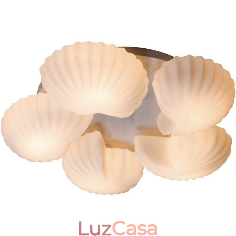Lustre Conch 5 Light Traditional Classic Integrado com cúpula de vidro