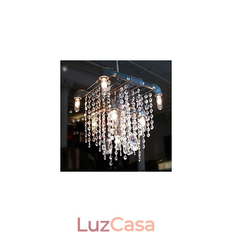 Lustre de cristal característico estilo norte-americano com 9 luzes em design de tubo