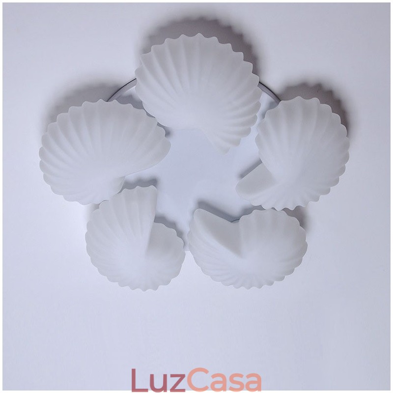 Lustre Conch 5 Light Traditional Classic Integrado com cúpula de vidro