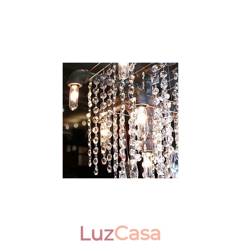 Lustre de cristal característico estilo norte-americano com 9 luzes em design de tubo