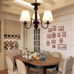 Lustre de metal integrado com 3 luzes Rustic Lodge e cúpula de tecido