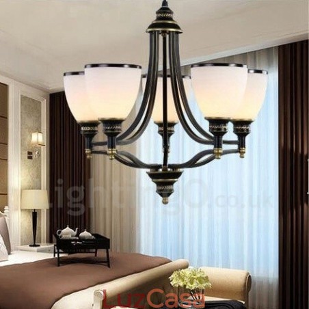 Lustre de metal integrado rústico de 5 luzes