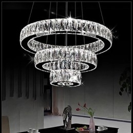 Luminária pendente de cristal moderna iluminação três anéis D204060 K9 grandes luminárias de teto de cristal
