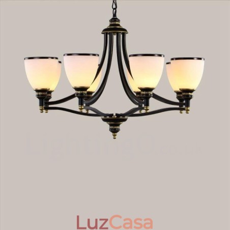 Lustre de metal integrado rústico de 8 luzes