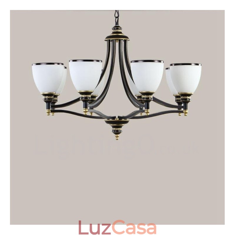Lustre de metal integrado rústico de 8 luzes