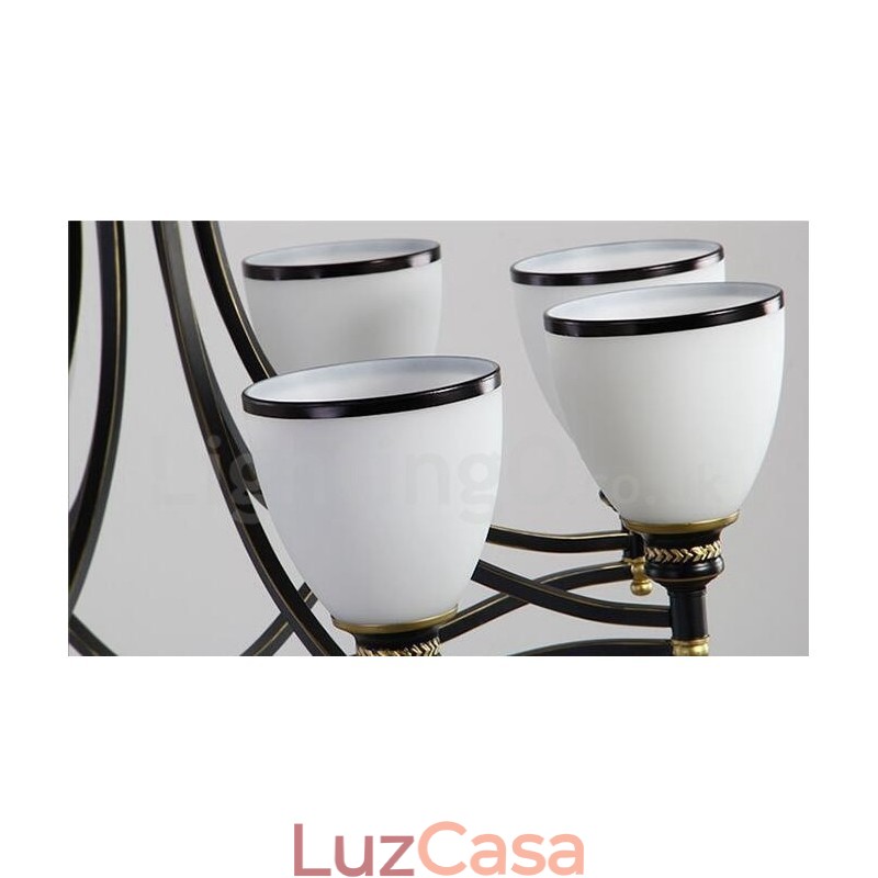 Lustre de metal integrado rústico de 8 luzes