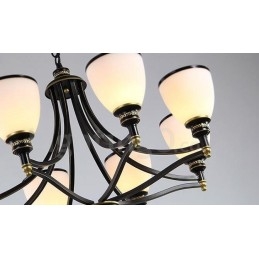 Lustre de metal integrado rústico de 8 luzes